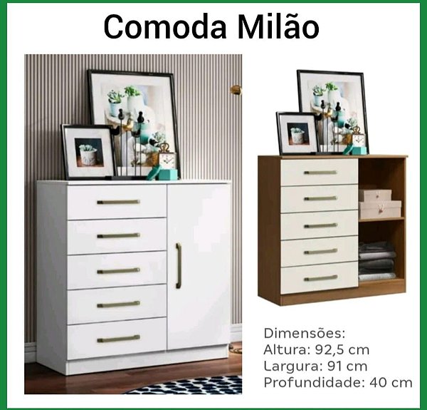 CÔMODA MILÂO 01 PTA 05 GAVETAS ATACAMA / OFF-WHITE