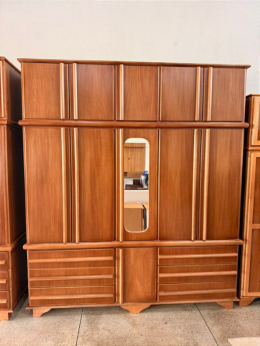 GUARDA ROUPA RÚSTICO MADEIRA TIPLEX 5 PORTAS 2,10 X 2,40 X 0,55
