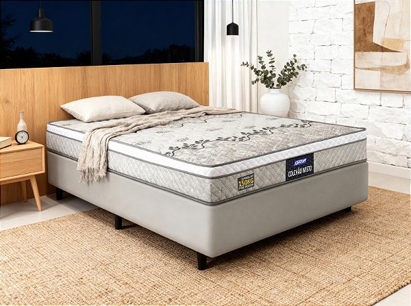 COLCHÃO QUEEN GAZIN MISTO STONE 0,21 X 1,98 X 1,58 - NATURAL CINZA / BRANCO