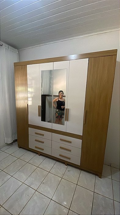 GUARDA ROUPA FRANÇA A 2.22 X 2.16 X 0.47 - NOGUEIRA / OFFE WHITE C / ESPELHO