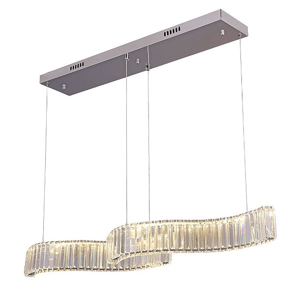 Lustre Cristal Onda Led 48w Luz 3em1