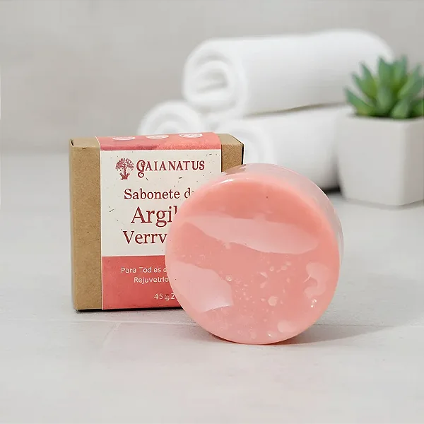 Sabonete de Argila Vermelha Rejuvenescedor Hidratante Vegetal Natural