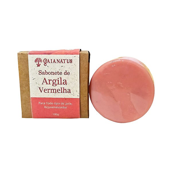 Sabonete de Argila Vermelha Rejuvenescedor Hidratante Vegetal Natural
