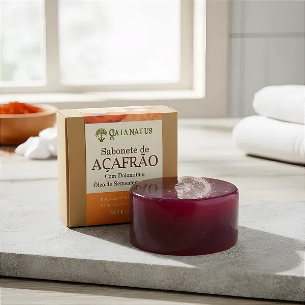 Sabonete de Açafrão com Dolomita – Esfoliante Hidratante e Redutor de Pelos Natural