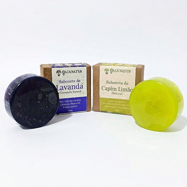 Kit Sabonete Bem Estar Natural – Lavanda e Camomila, e Capim Limão Relaxante Calmante e AntiStress