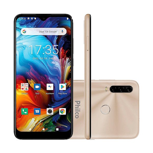 Celular Philco HIT P10 128GB 4G Tela 6.2 Camera Tripla 13MP Selfie 8MP Dual Chip Android 10-Dourado