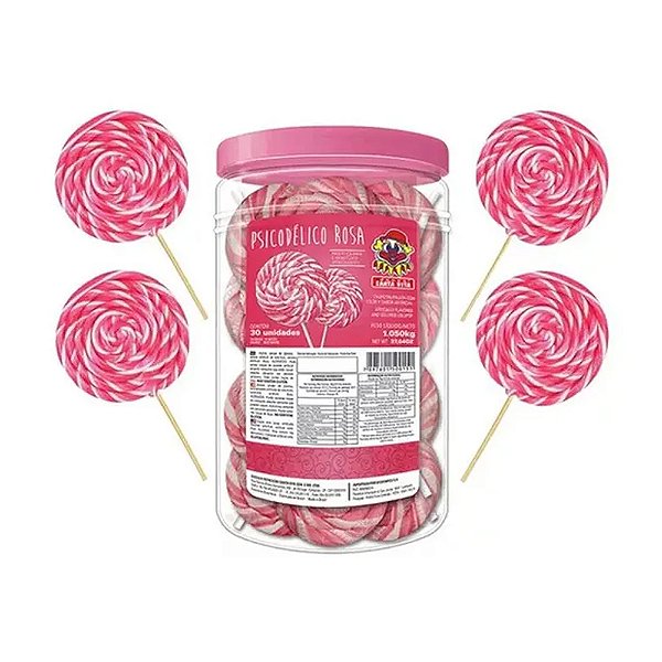 PIRULITO PSICODÉLICO GIGANTE ROSA 6X30