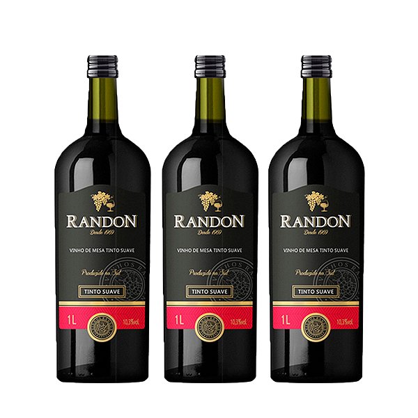VINHO TINTO SUAVE 12X1000ML - RANDON VIDRO