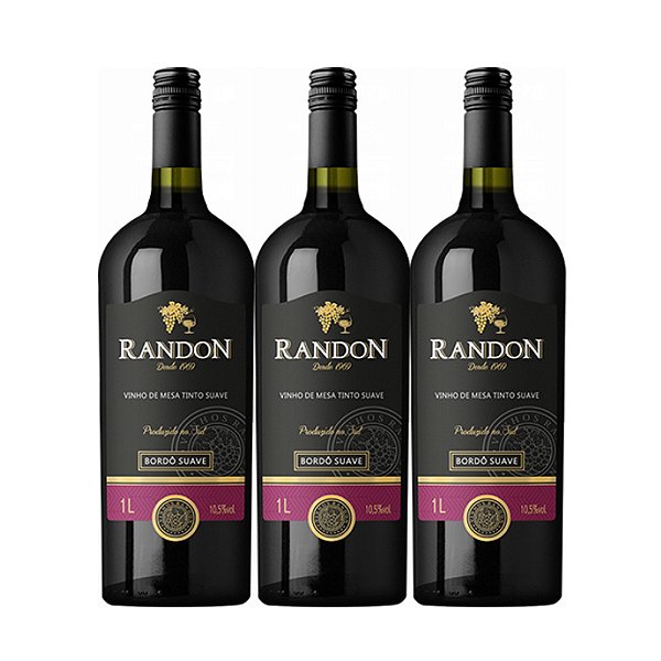 VINHO TINTO SUAVE BORDO 12X1000ML - RANDON VIDRO