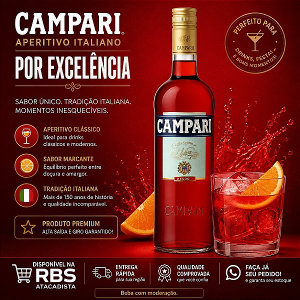 Aperitivo CAMPARI 998ML CX com 12