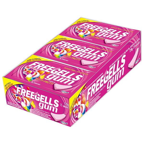 CHICLE FREEGELLS GUM TUTTI FRUTTI 12X15UN