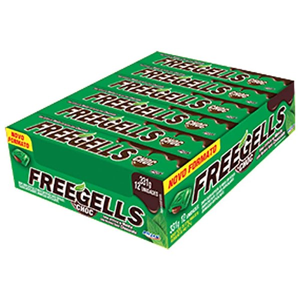 DROPS FREEGELLS PLAY MENTA RECHEIO SABOR CHOCOLATE 36X12UN