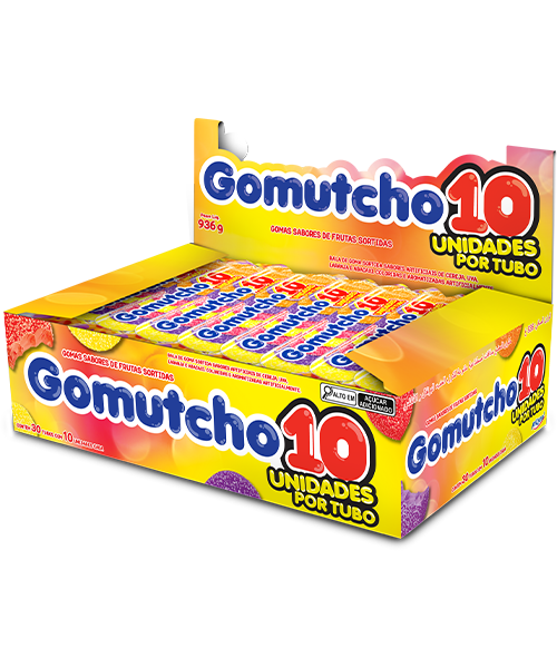 BALA GOMA GOMUTCHO10 TUBO SORTIDO 15X30UN
