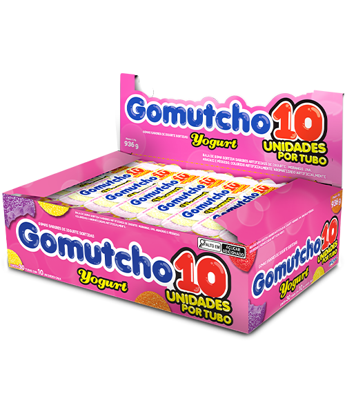 BALA GOMA GOMUTCHO10 TUBO YOGURTE SORTIDO 15X30UN