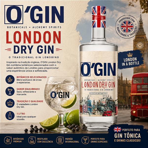 O'GIN - LONDON DRY GIN - 12x1L