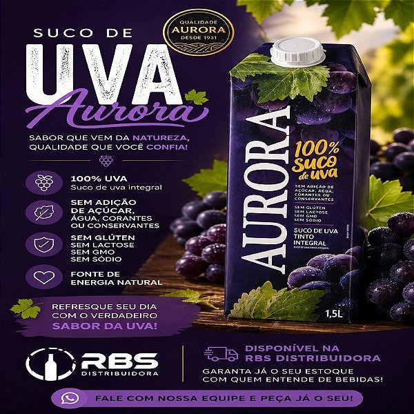 BEB SUCO UVA AURORA TINTO TP 1,5LT  CX/6