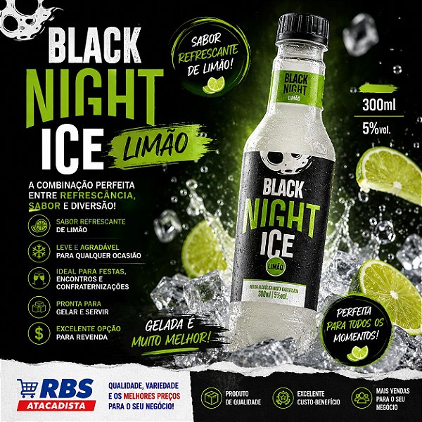 BEBIDA ALCOOLICA MISTA GASEIFICADA 12X300ML - BLACK NIGHT LIMAO PET