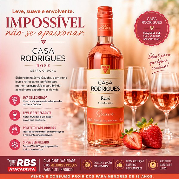 CASA RODRIGUES ROSE SUAVE 12X750ML VID VINHO