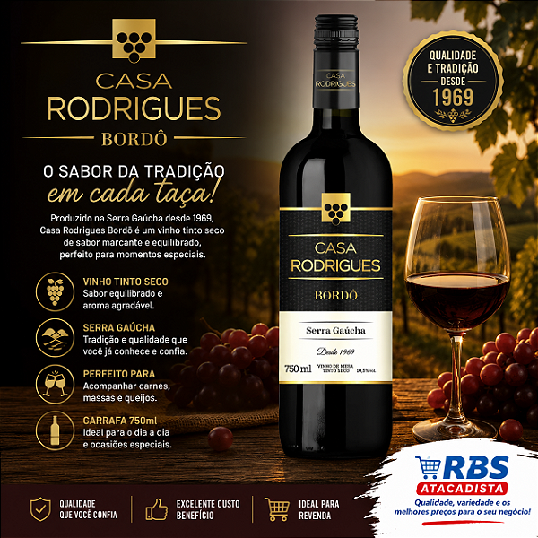CASA RODRIGUES SECO 12X750ML VID VINHO