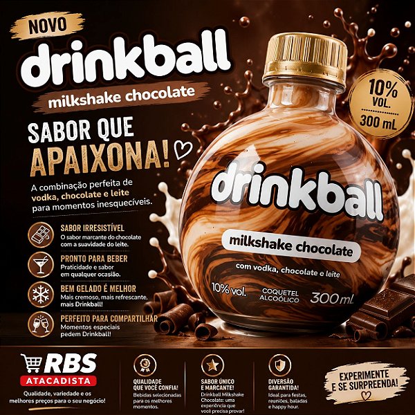 DRINKBALL MILKSHAKE CHOCOLAT 24X300ML