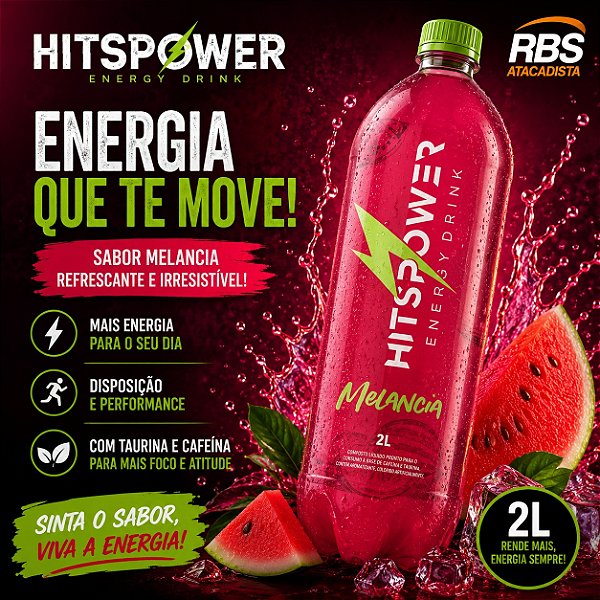 ENERGETICO 06X2000 ML - HITS POWER - MELANCIA