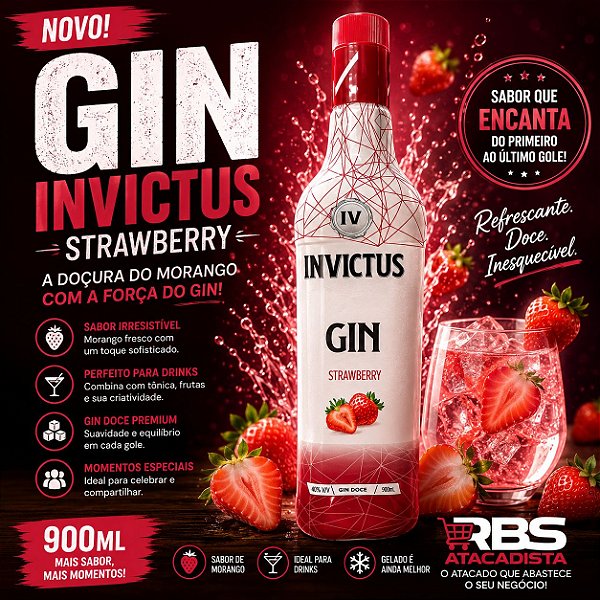 Gin invictus Strawberry Morango)