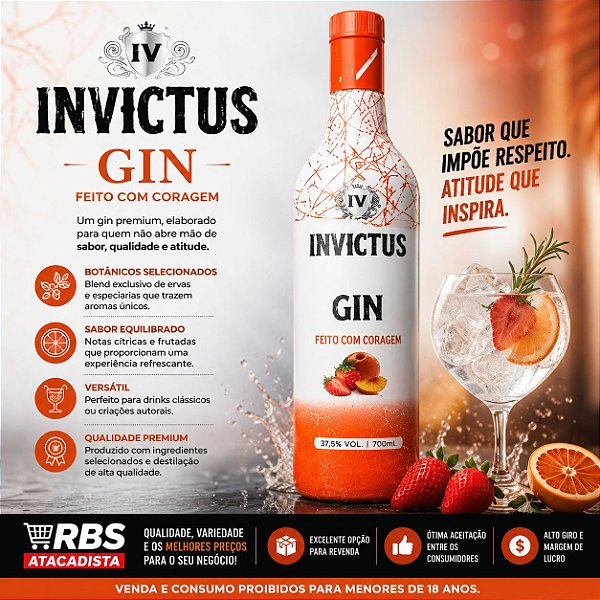 Gin invictus  Morango C/ Pêssego