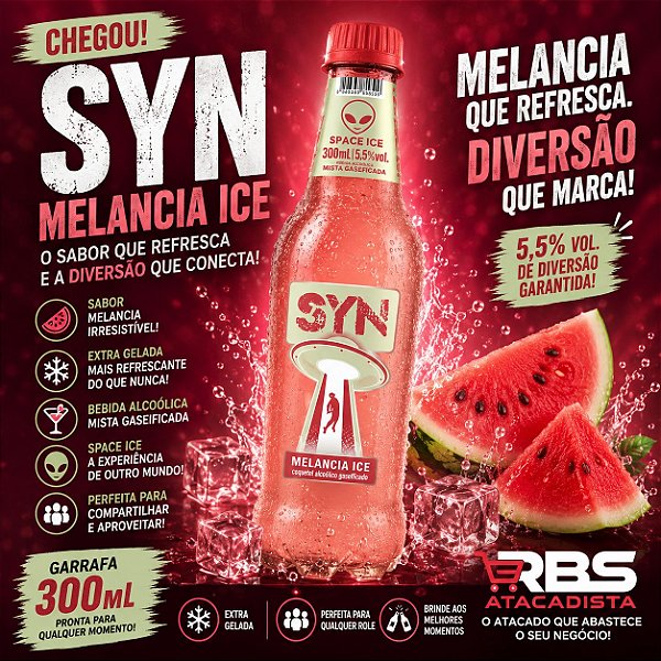 SYN ICE MELANCIA 24X300ML PET COQUETEL
