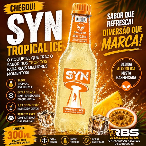 SYN ICE TROPICAL BEB ALC PET 24X300ML