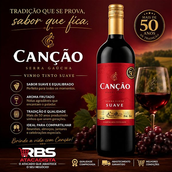 VINHO CANÇAO TINTO SUAVE 750ml 12x1