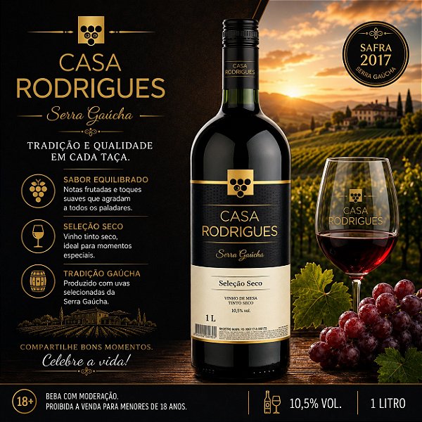 VINHO CASA RODRIGUES SECO VD 12X1L