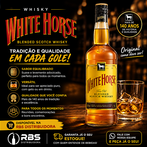 Whisky White Horse 1 Litro CX/12