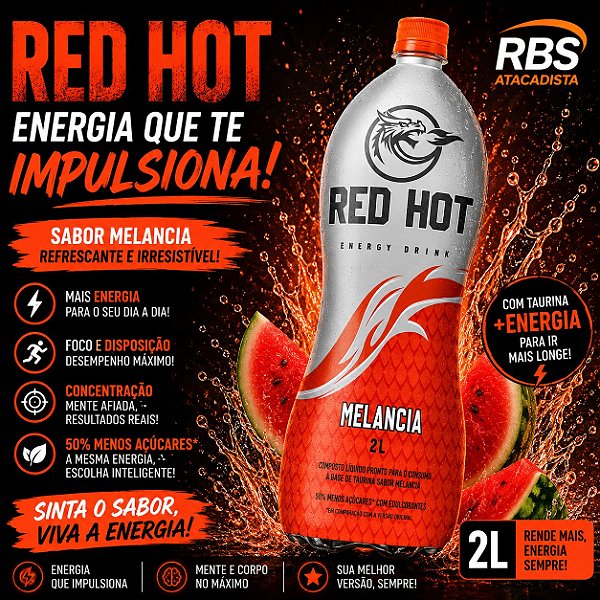 RED HOT MELANCIA ENERG PET 6X2L