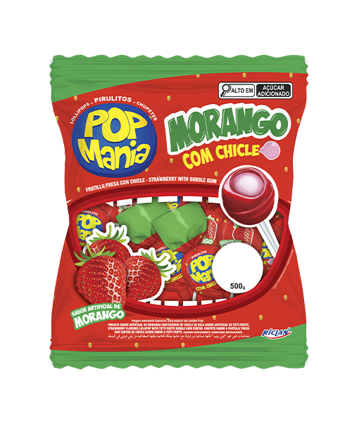 PIRULITO POP MANIA MORANGO 9G 24X500G