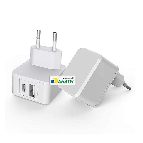 Carregador de Parede Original 3.4A Dupla Saída USB + USB-C