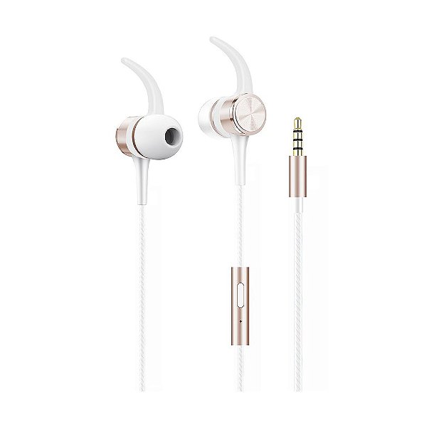 Fone de Ouvido Flex com fio, Intra Auricular, com microfone,Branco/Rose Gold,