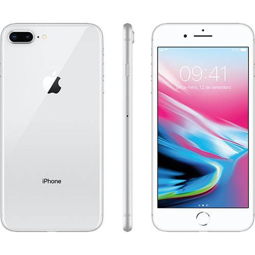 iPhone 8 Plus Apple 64GB Prata 4G Tela 5,5 Câmera 12MP iOS 11 Proc. Chip A11