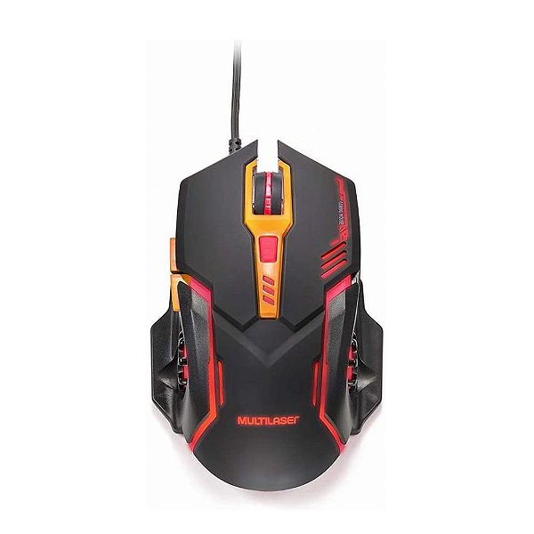 Mouse Gamer Dpi 2400 Preto/Laranja Multilaser-MO270