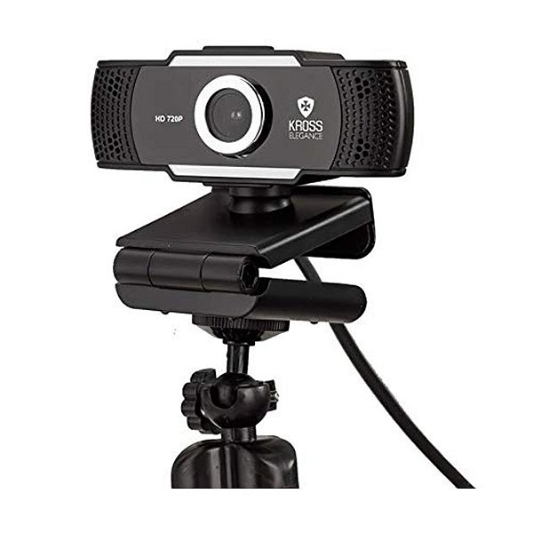 Webcam HD 720P Foco Manual, Tripé e Porteção de Lente ,Preto