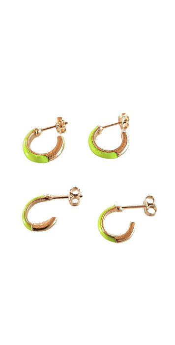 Duo de brinco argola com detalhes verde