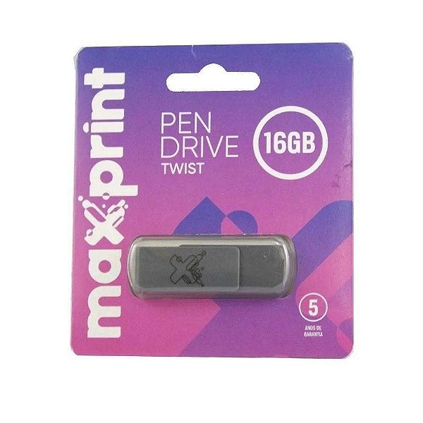 Pen Drive 16 Gb Preto Maxprint Twist - 50000008