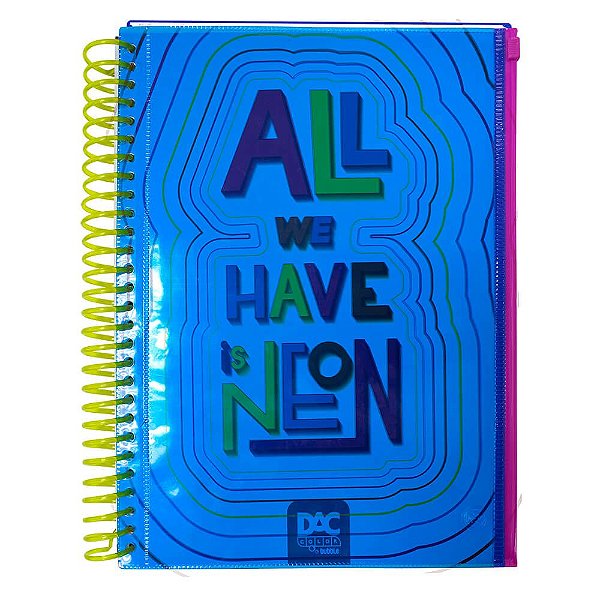 Caderno Universitário Azul DAC Color Bubble 10 Matérias com Malote Zip