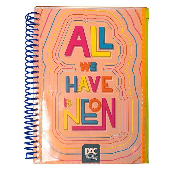 Caderno Universitário Laranja DAC Color Bubble 10 Matérias com Malote Zip