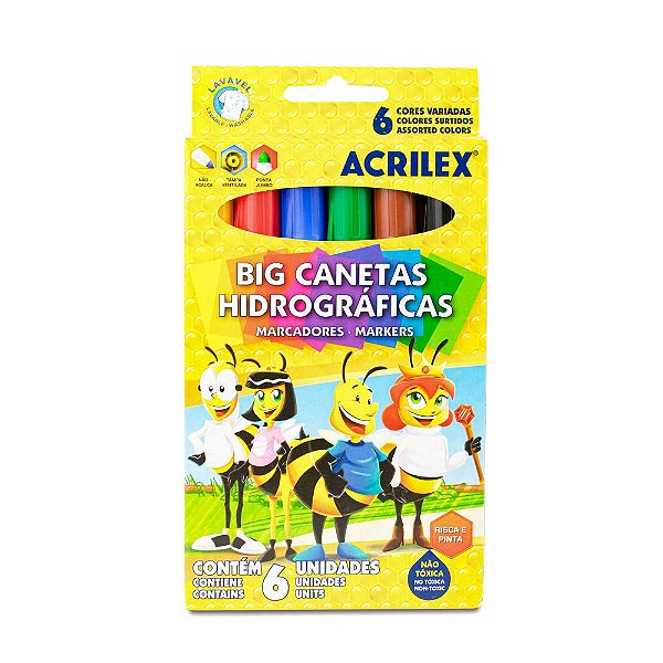 Big Canetinhas Hidrograficas Abelhinhas c/06 cores