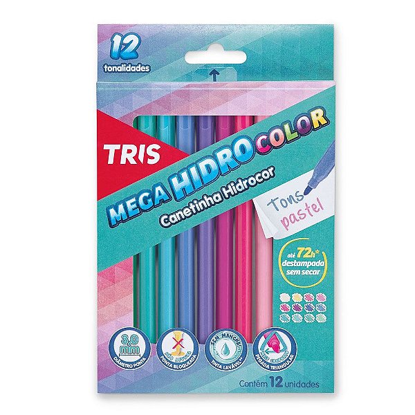 Hidrográfica Retrátil Mega Hidro Color c/ 12 Cores