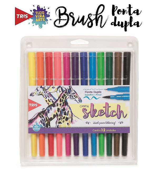 Hidrográfica Sketch Brush + Ponta Fina 12 Cores