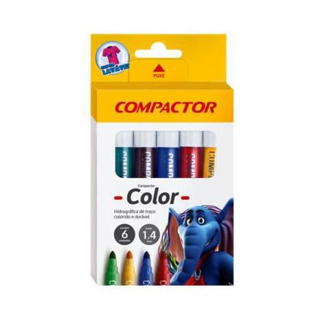 Caneta Hidrográfica Color C/ 6 Cores - COMPACTOR