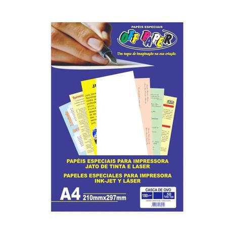 Papel Casca de Ovo Branco A4 180G 50Fls  Off Paper