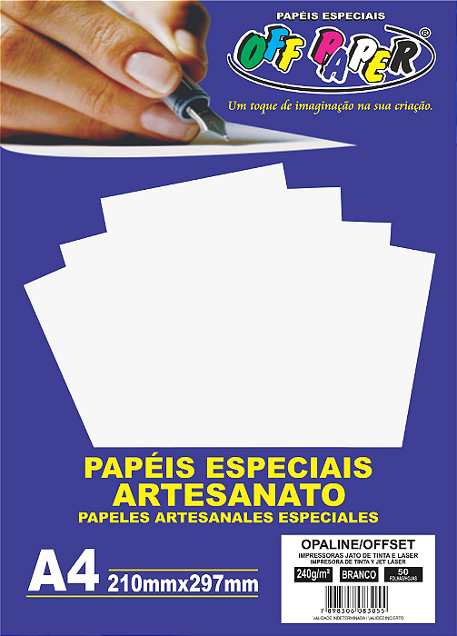 Papel Opaline Branco A4 50fls 180g - Off Paper
