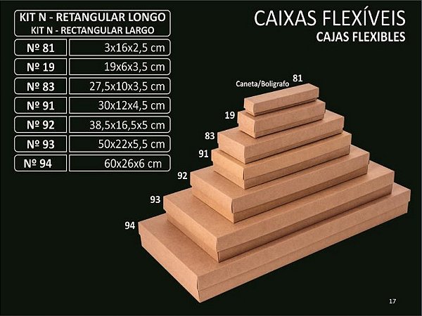Caixas Flexíveis 23X9X2cm N18 Kit F